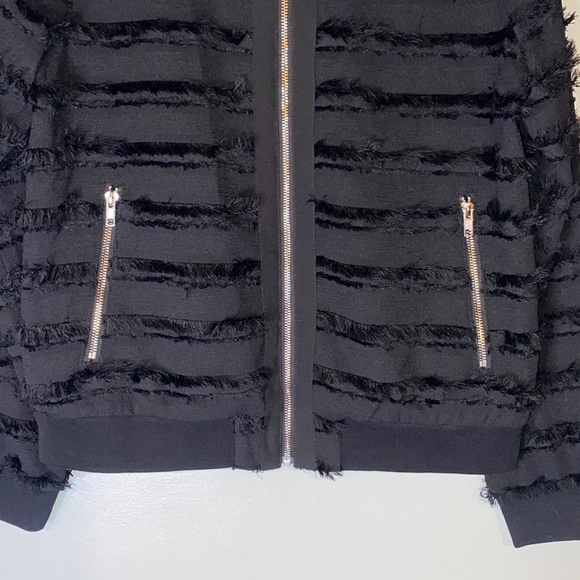 Current Air Los Angeles Black Fringe Zip Up Bomber Jacket- Women’s Sz M - Picture 11 of 15